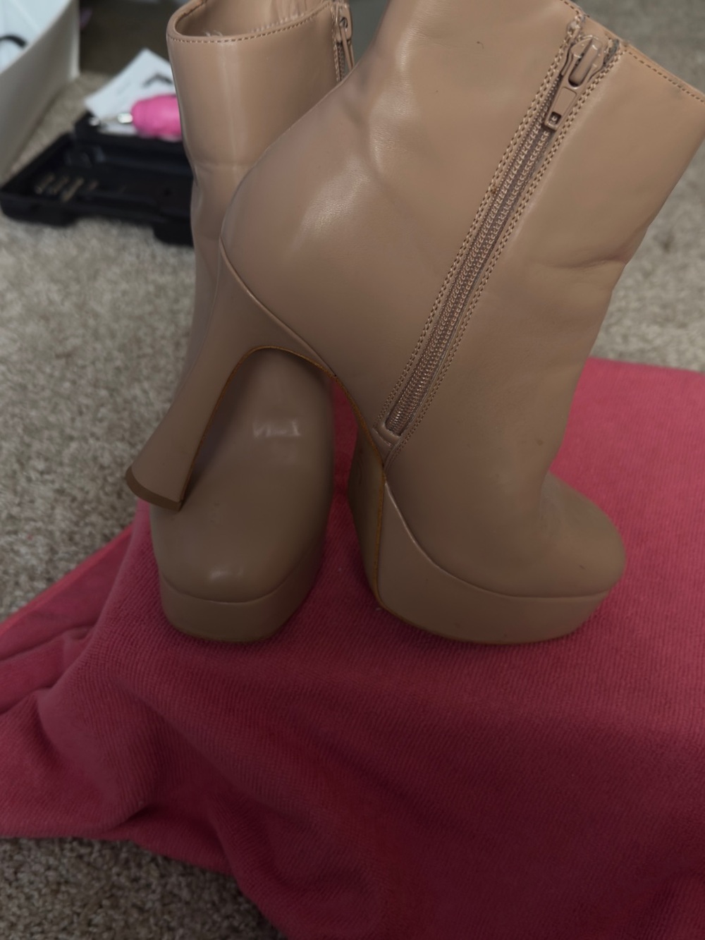 INC International Concepts Tan Platform Ankle Boots with Side Zip